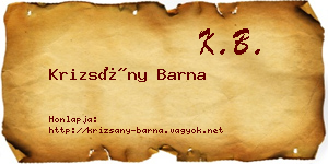 Krizsány Barna névjegykártya