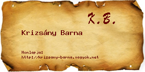 Krizsány Barna névjegykártya